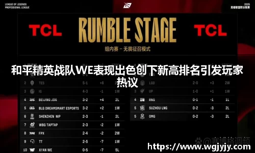 和平精英战队WE表现出色创下新高排名引发玩家热议